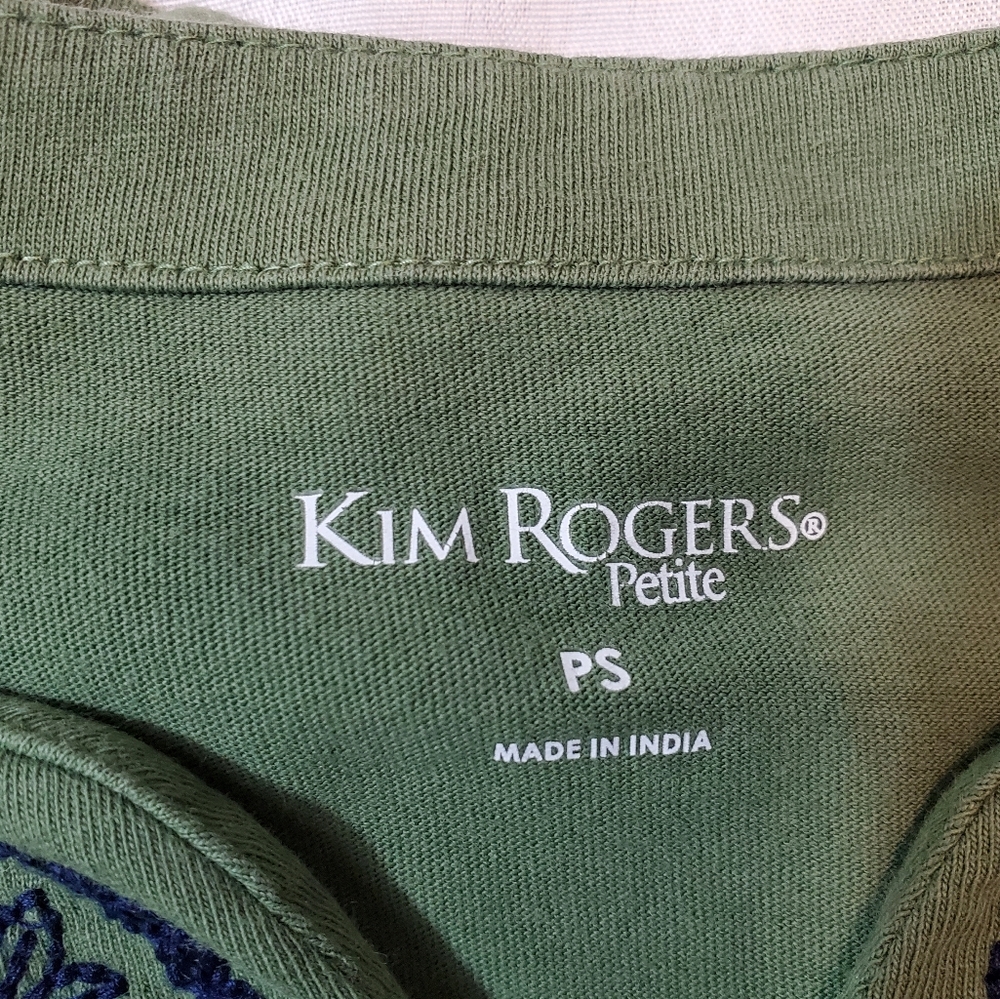 Kim Rogers Cotton Green Sequin Embroidered Top - Picture 8 of 9